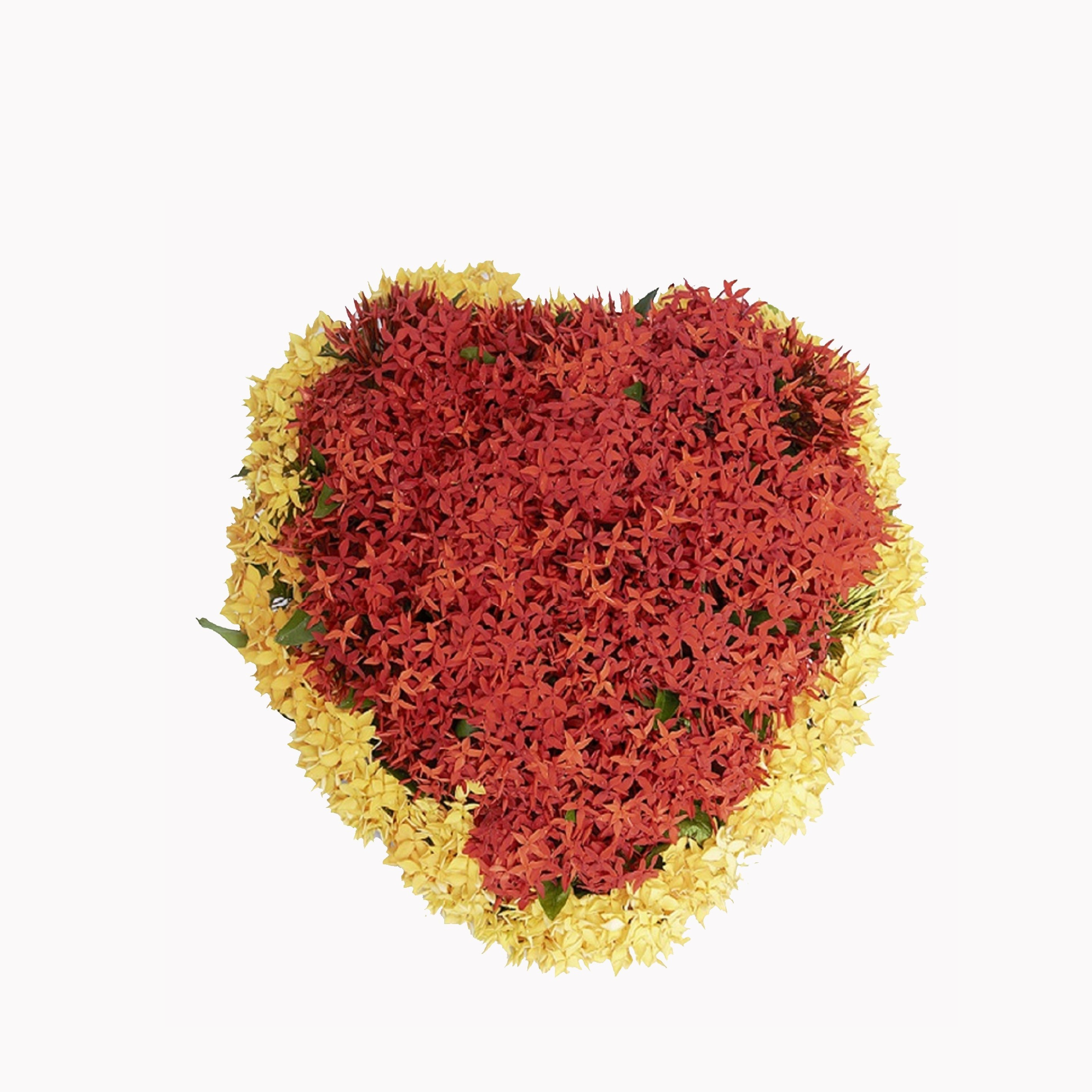 Bloemstuk geel/rood hart