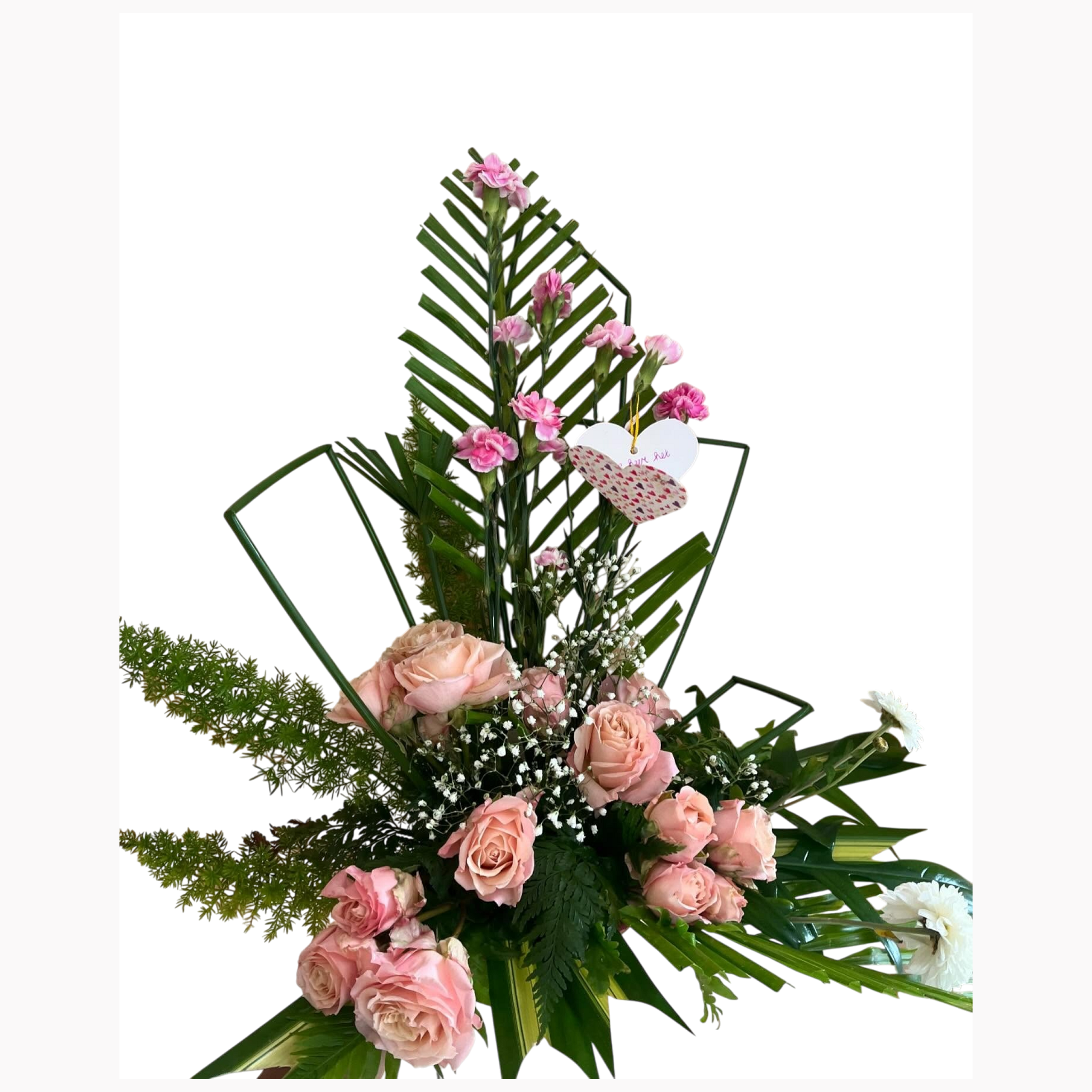 Bloemstuk roze/wit