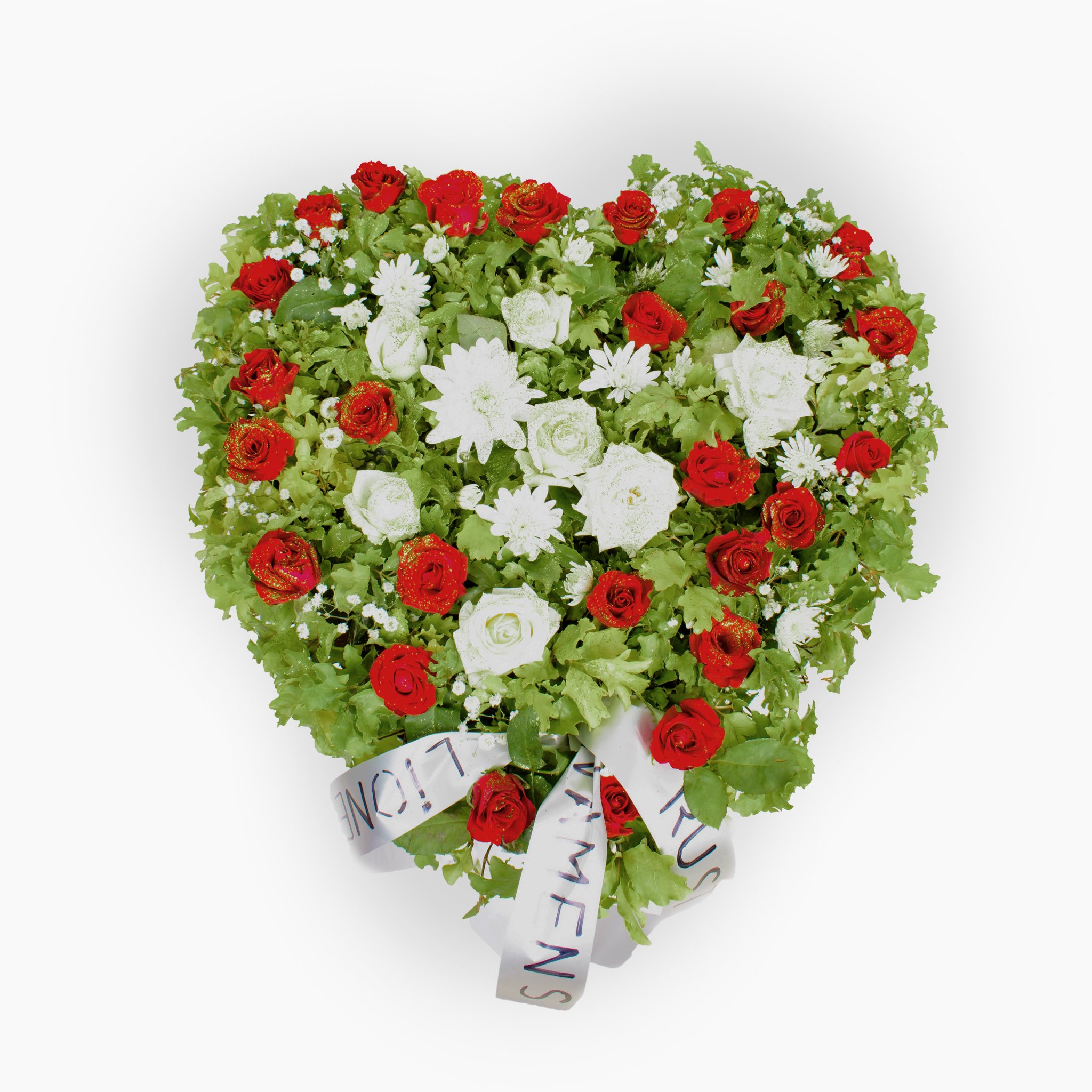 Rouwstuk rood/wit hart