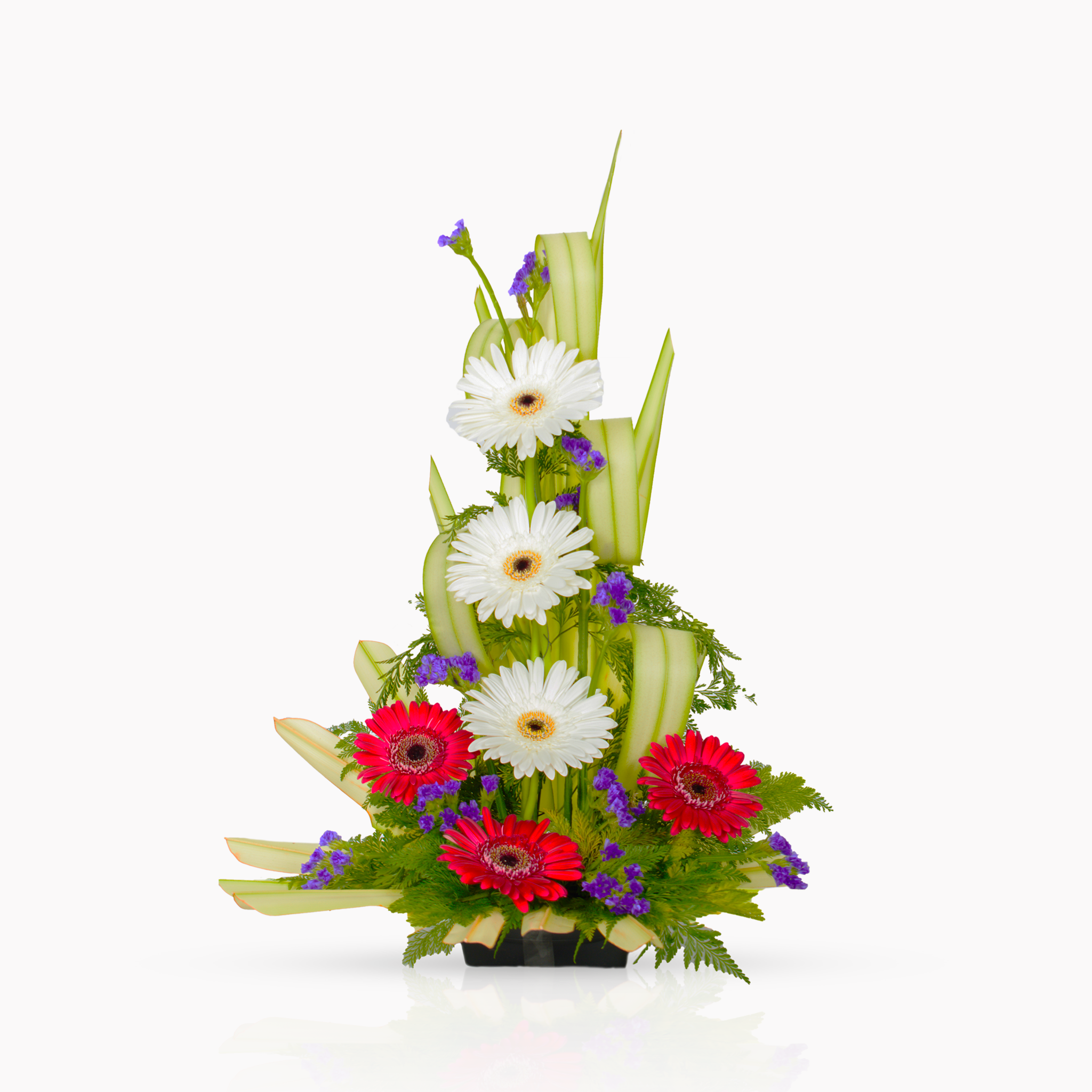 Bloemstuk rood/wit/paars