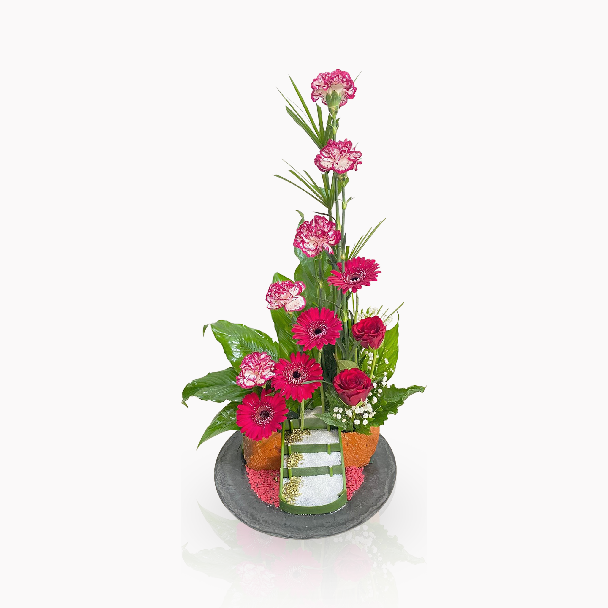 Bloemstuk rood/roze