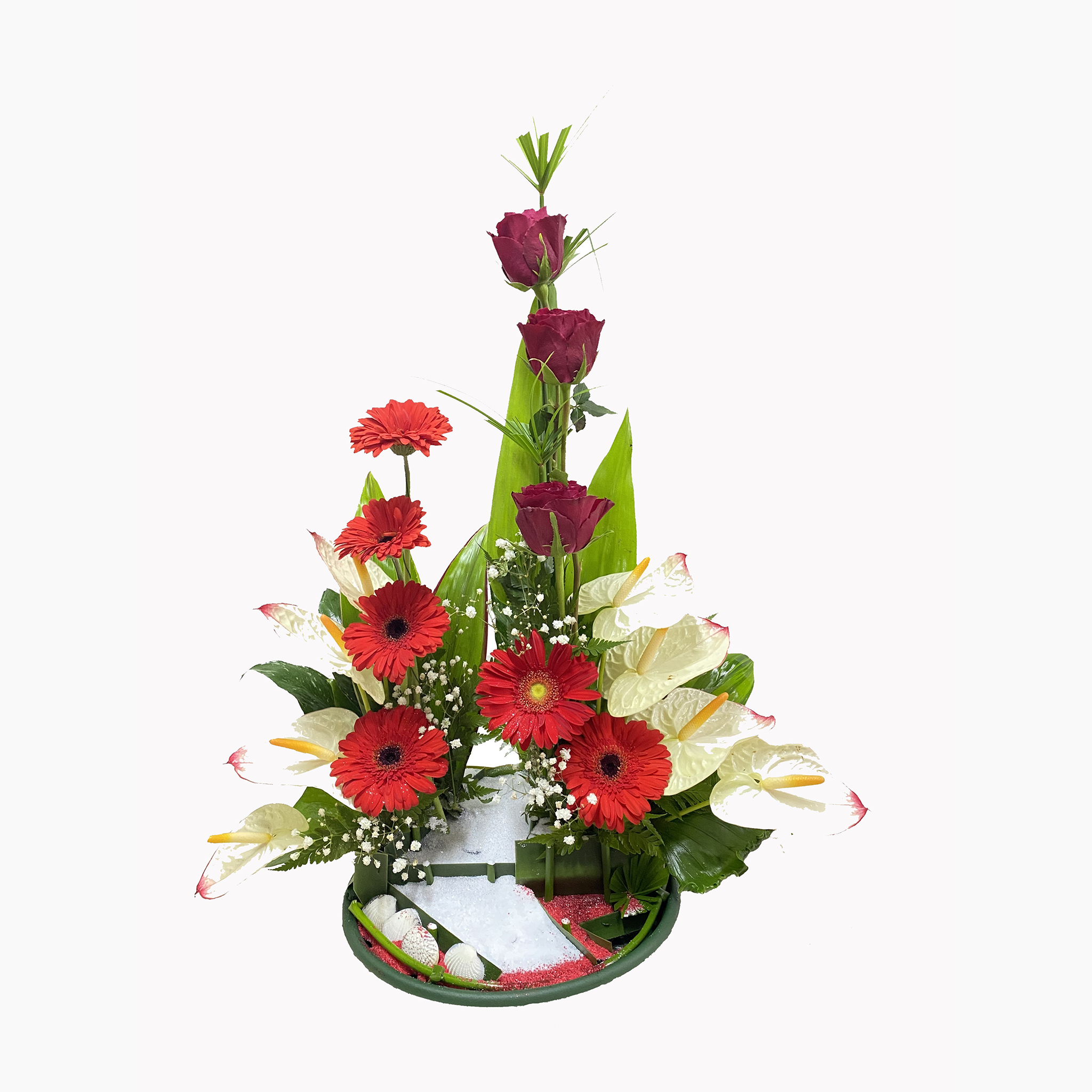Bloemstuk rood/wit