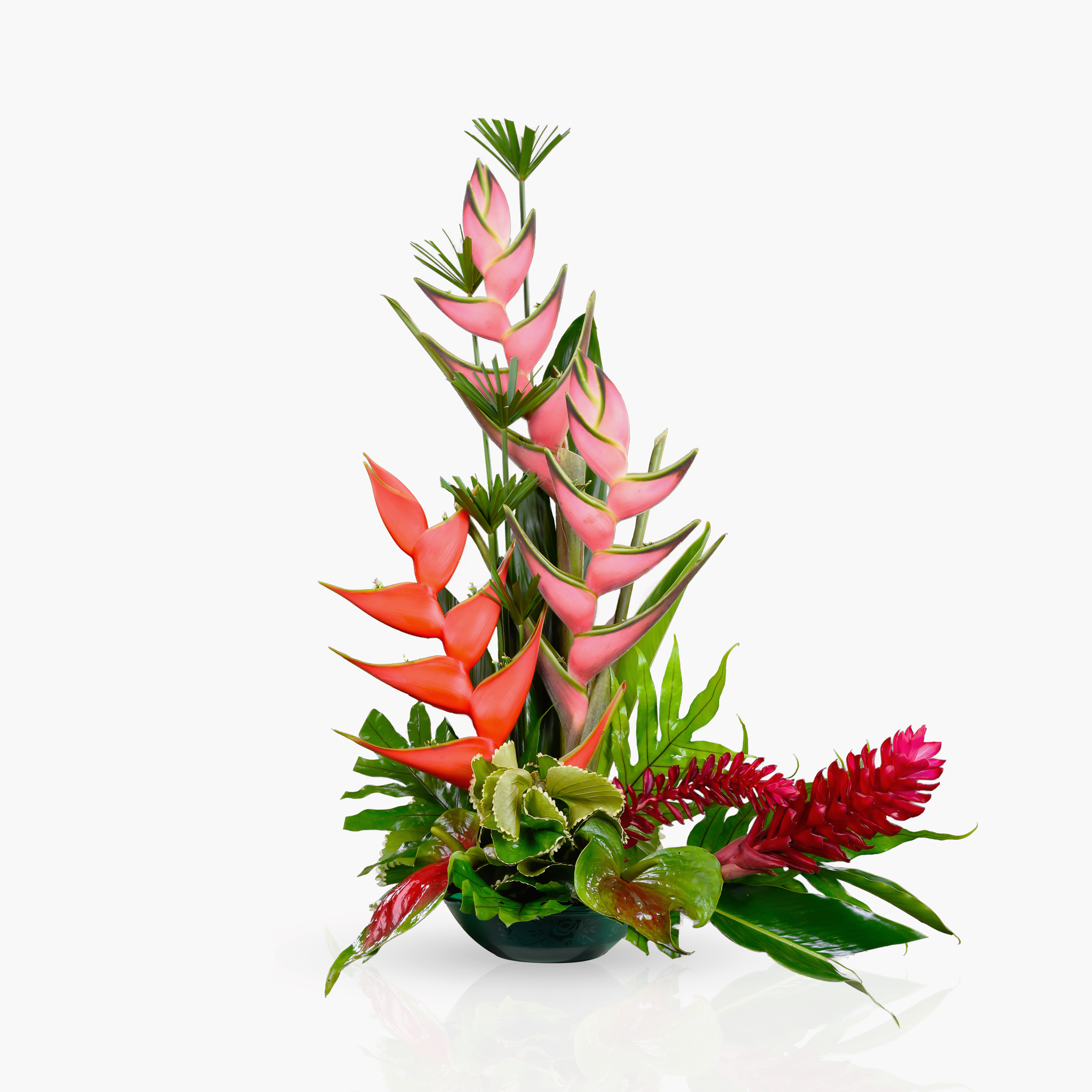 Bloemstuk roze/rood/groen