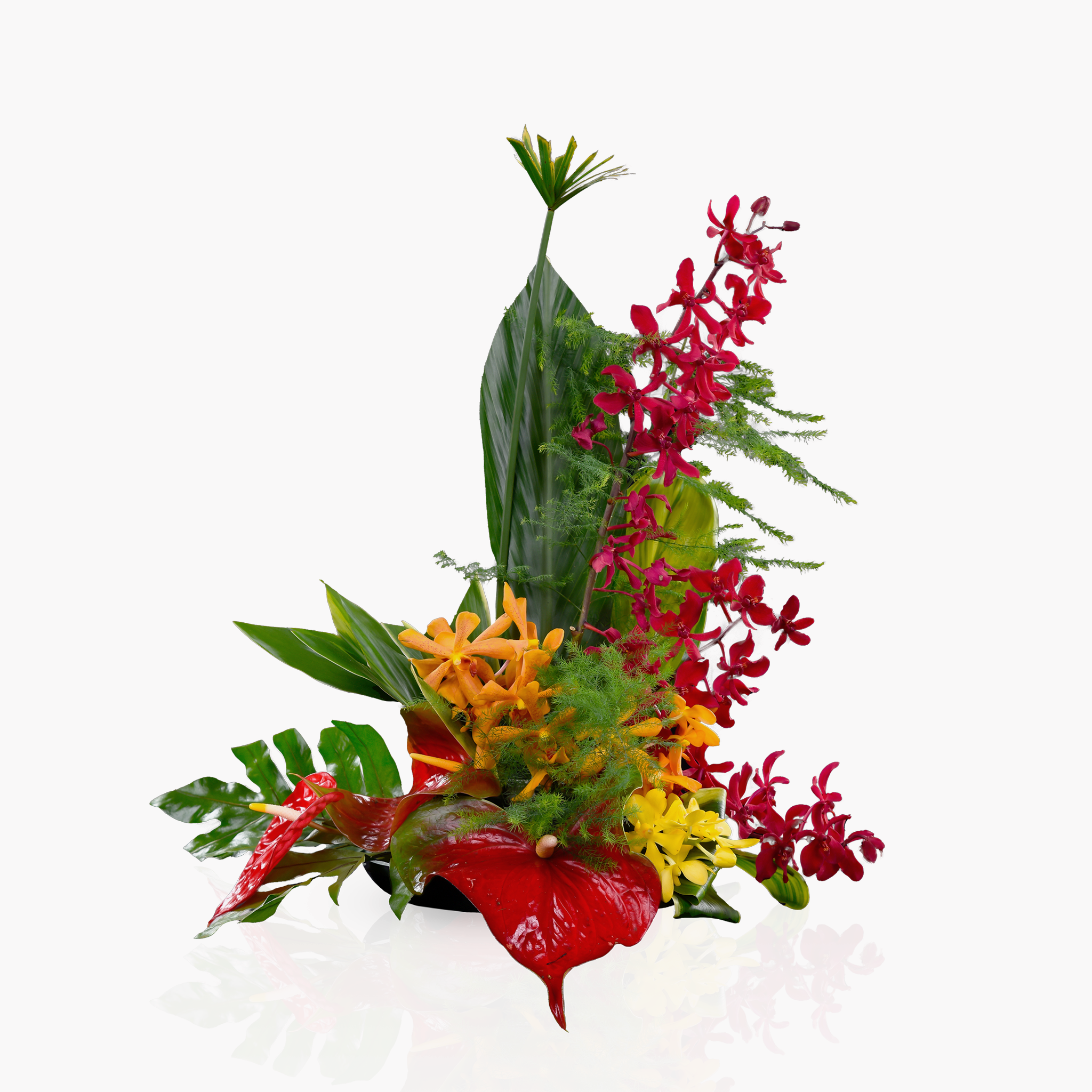 Bloemstuk geel/oranje/rood