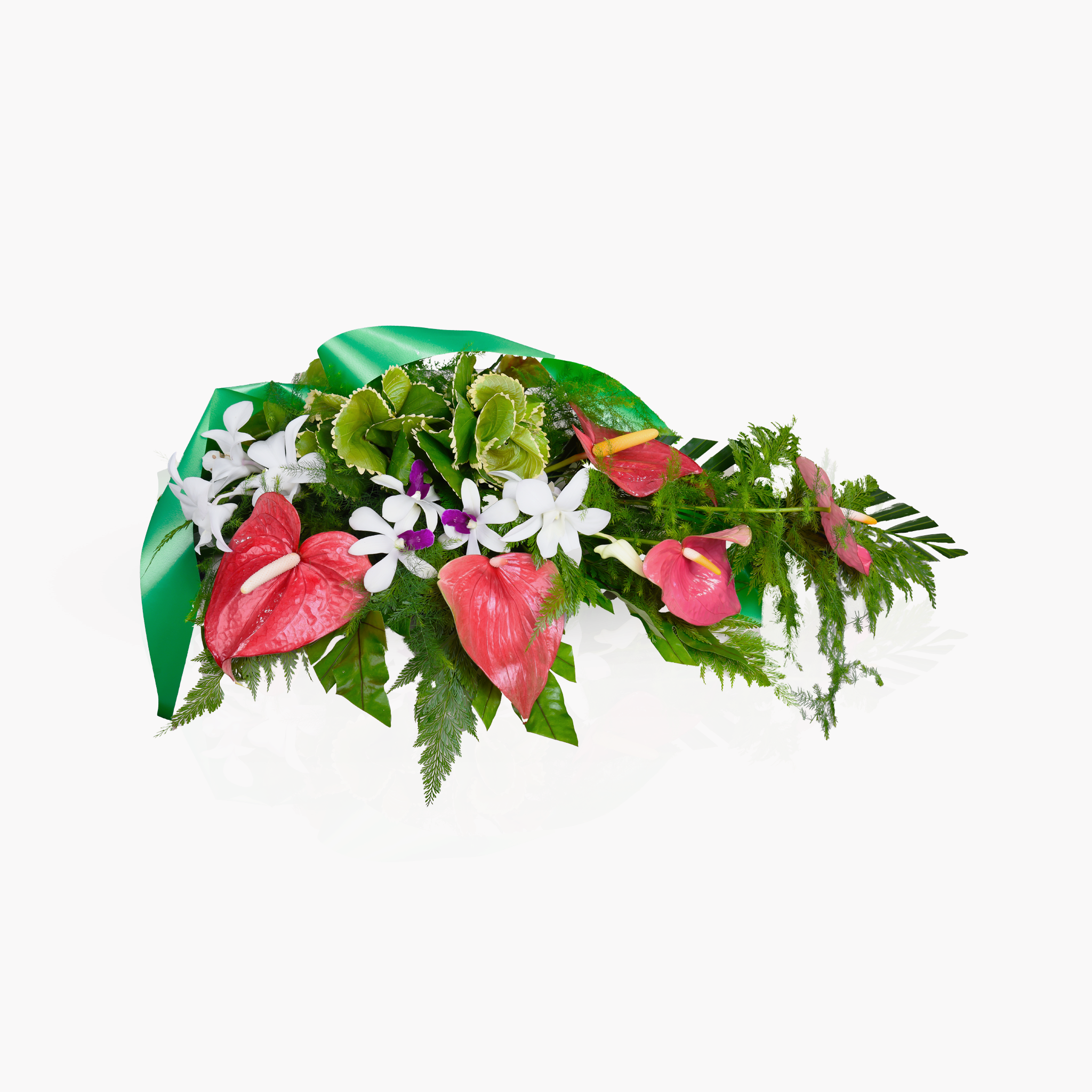 Rouwstuk paars/roze/wit