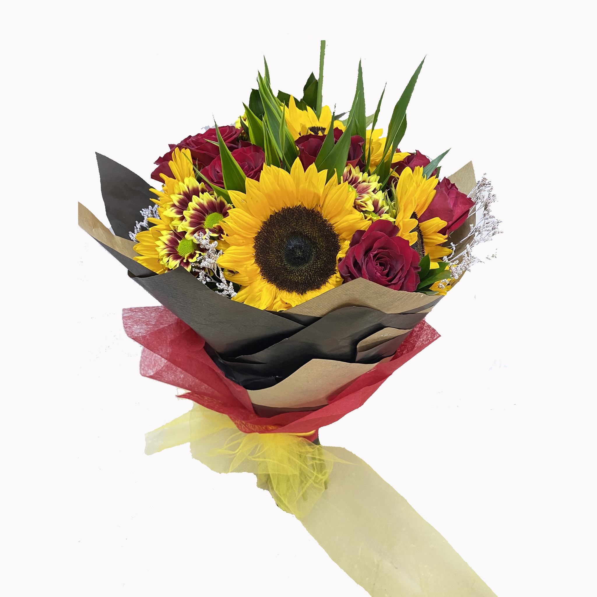 Boeket 29 geel/rood