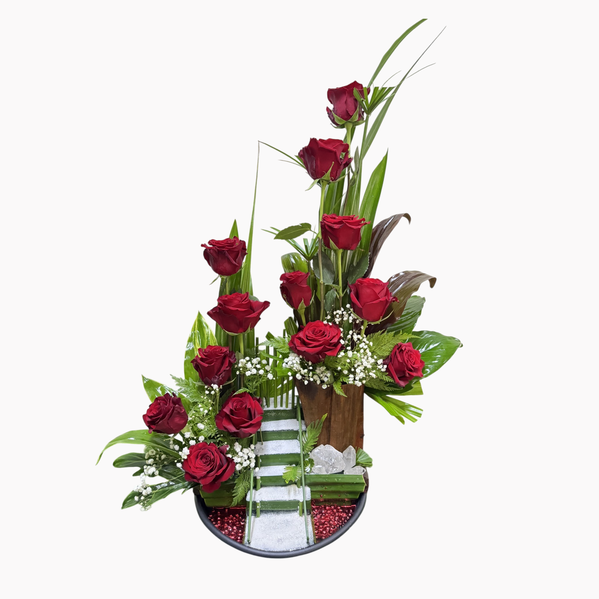 Bloemstuk 58 rood/wit