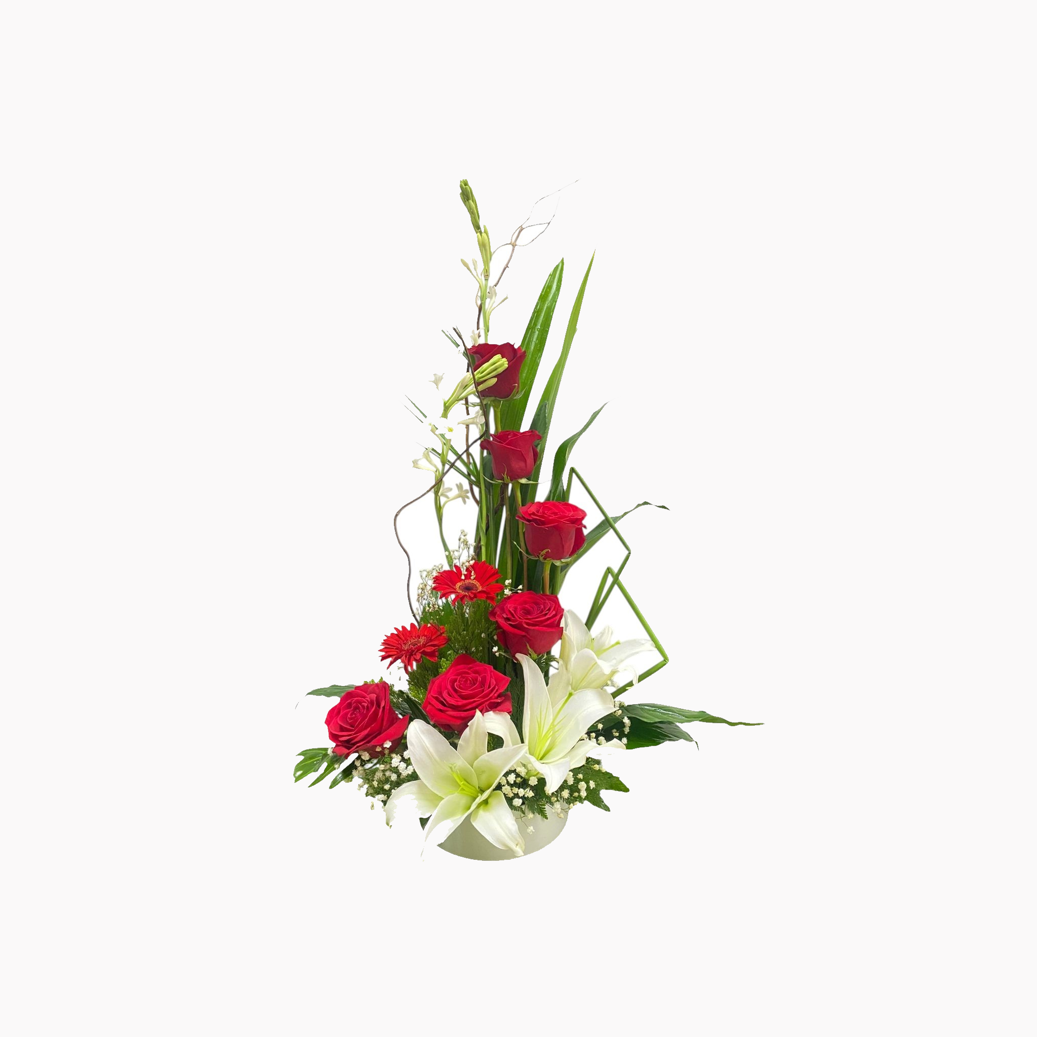 Bloemstuk 47 rood/wit