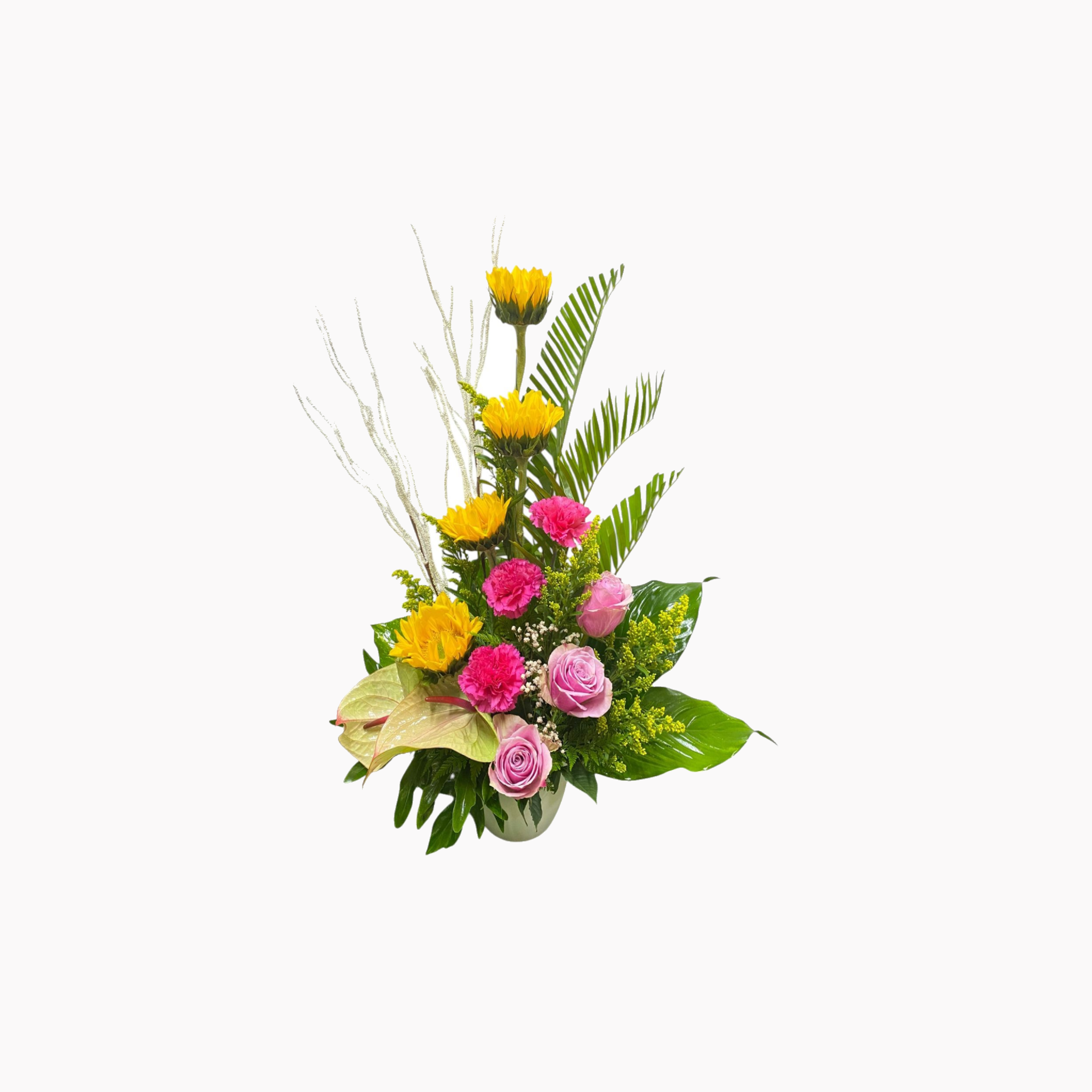 Bloemstuk 48 geel/roze