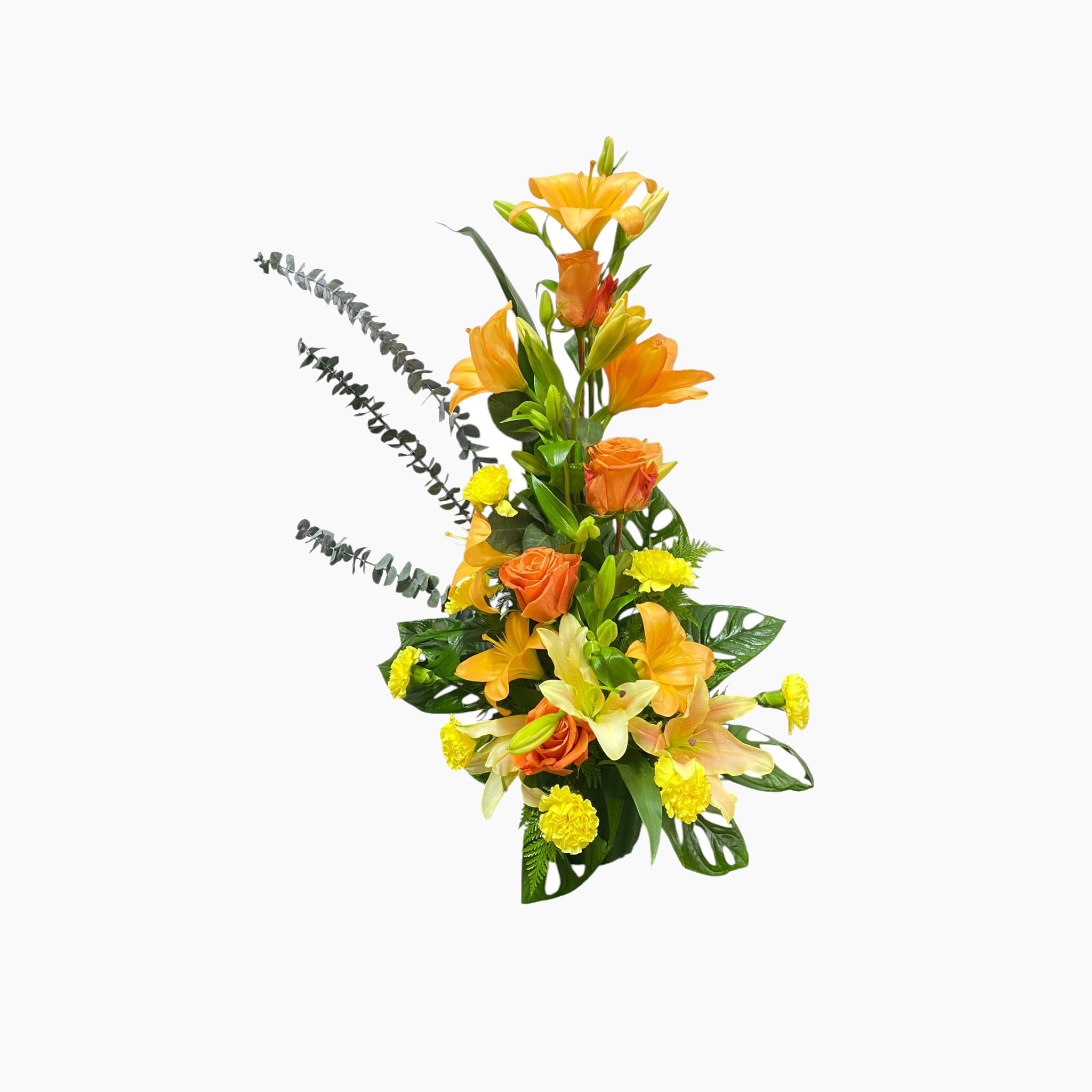 Bloemstuk 50 geel/oranje