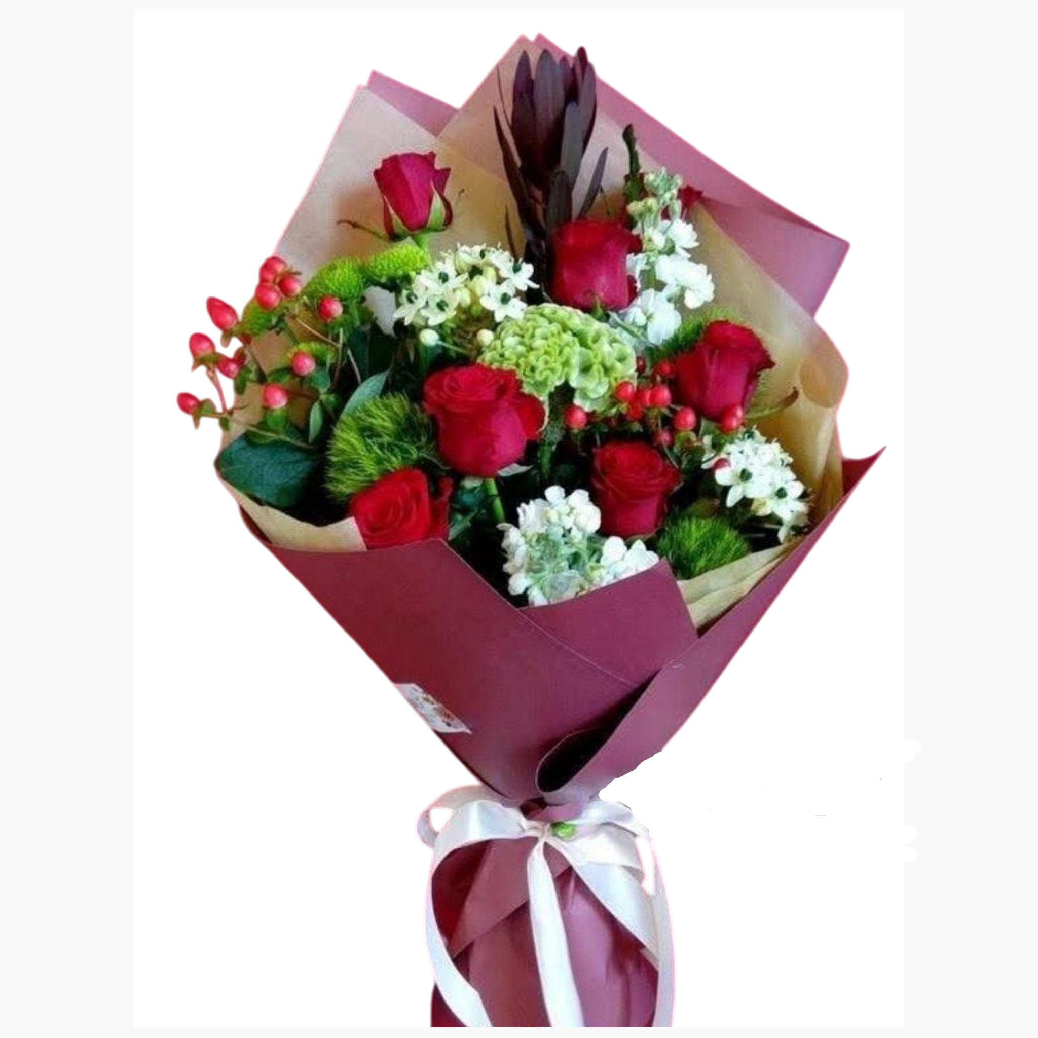 Boeket 30 rood/wit
